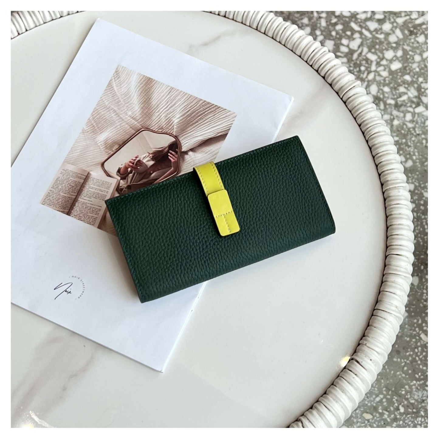 Genuine Leather Two-toned Long Purse with Gift Box