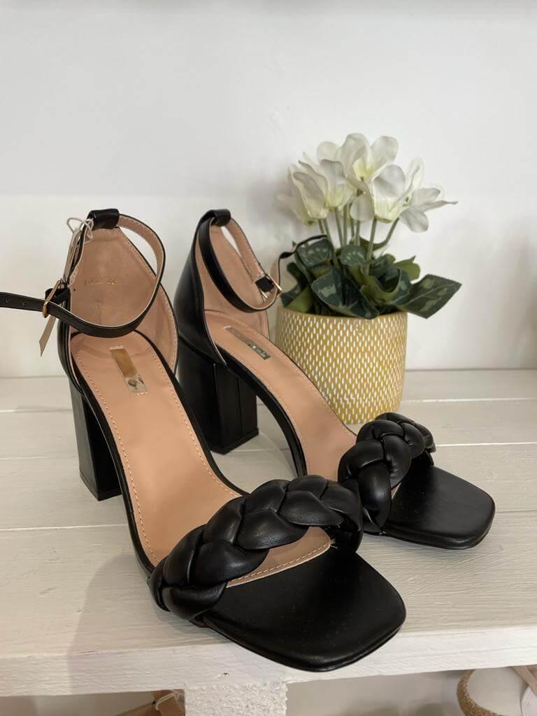 Block Heel Platted Sandal