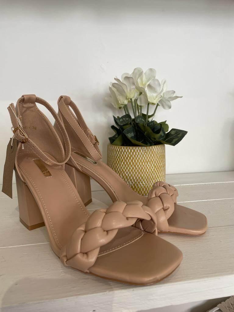 Block Heel Platted Sandal