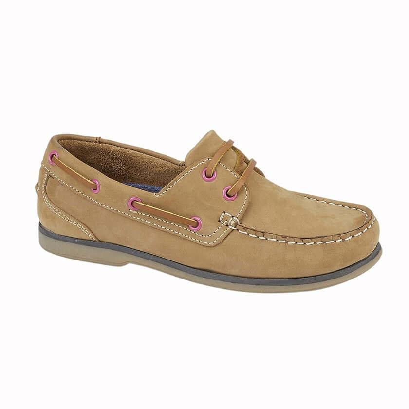 Ladies Tan Moccasin Boat Shoe