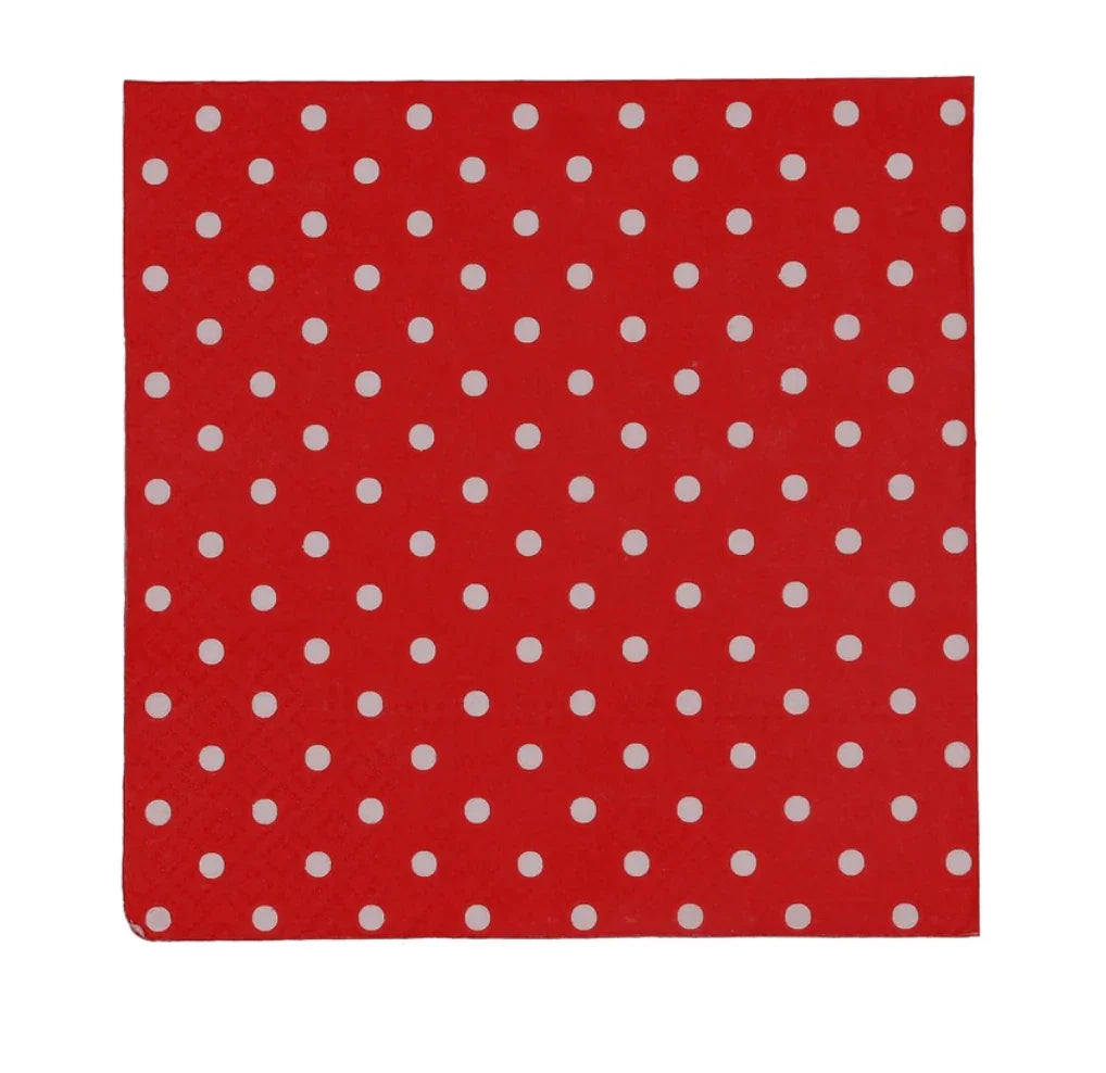 Pack of 20 Paper Napkins - Red Polka Dot