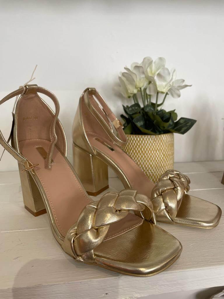 Block Heel Platted Sandal
