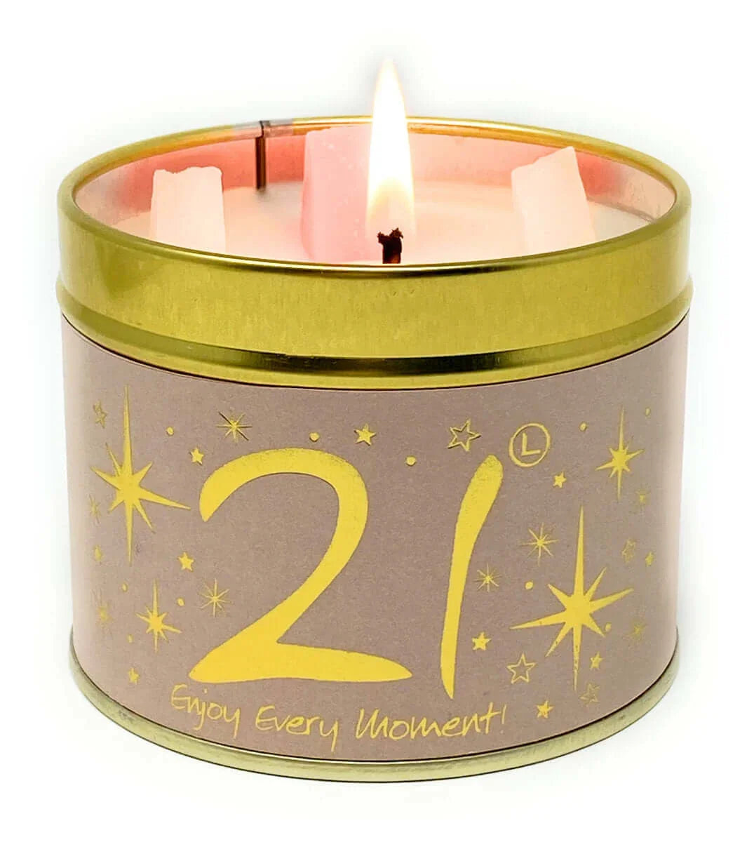 Lily Flame 'Happy birthday! 21...Enjoy Every Moment!' Candle in a tin