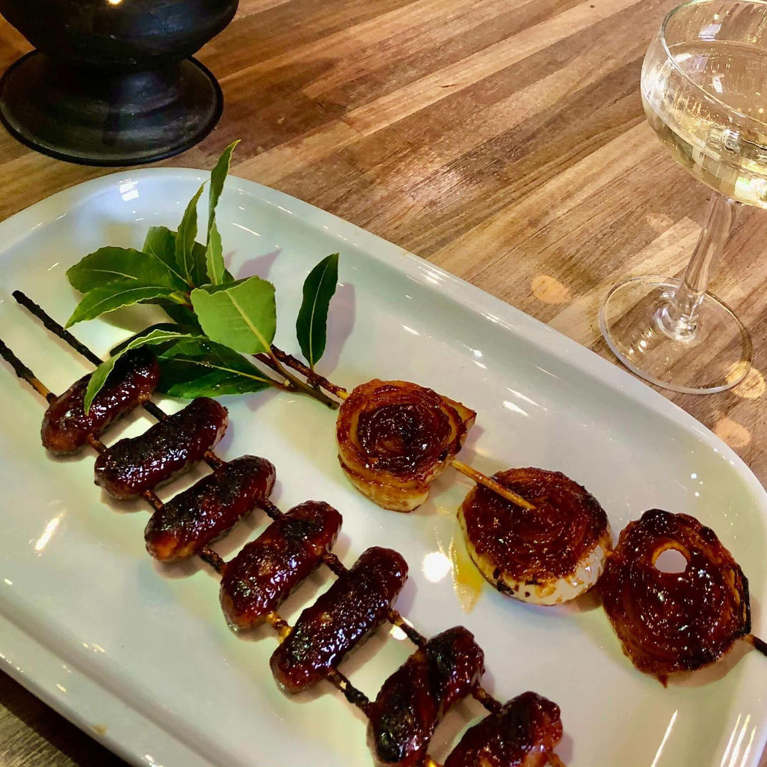 Sticky Glazed Chipolatas & Onion Rings