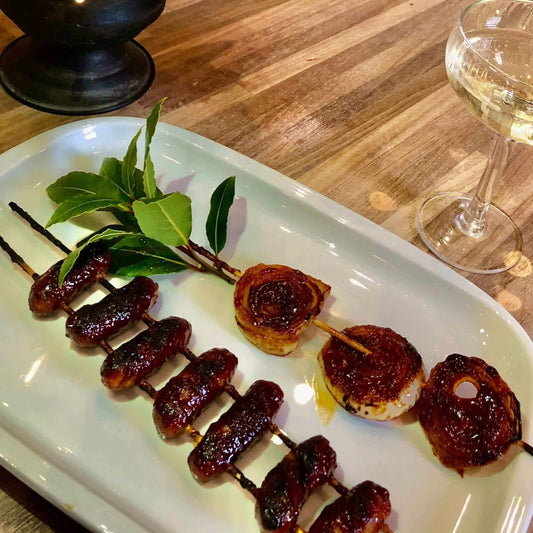 Sticky Glazed Chipolatas & Onion Rings