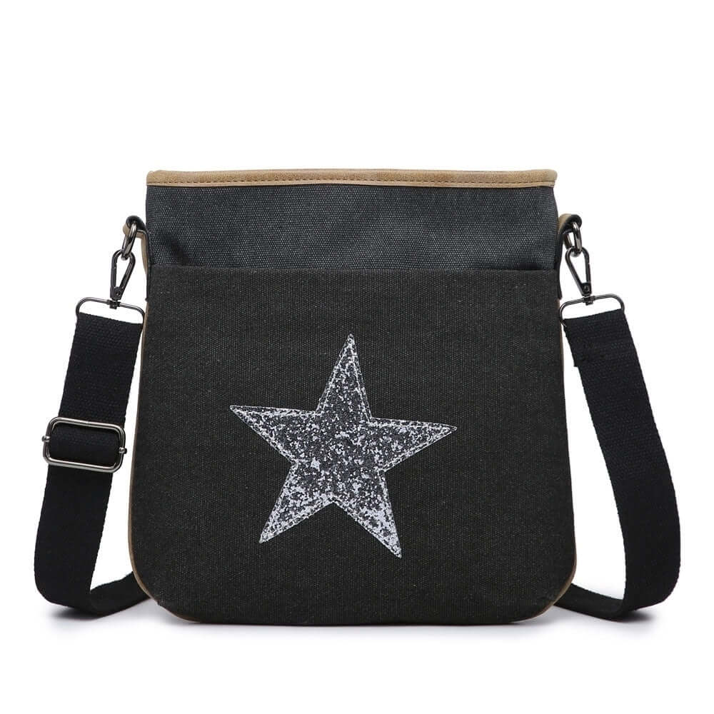 Canvas Glitter Cross Body Star Bag