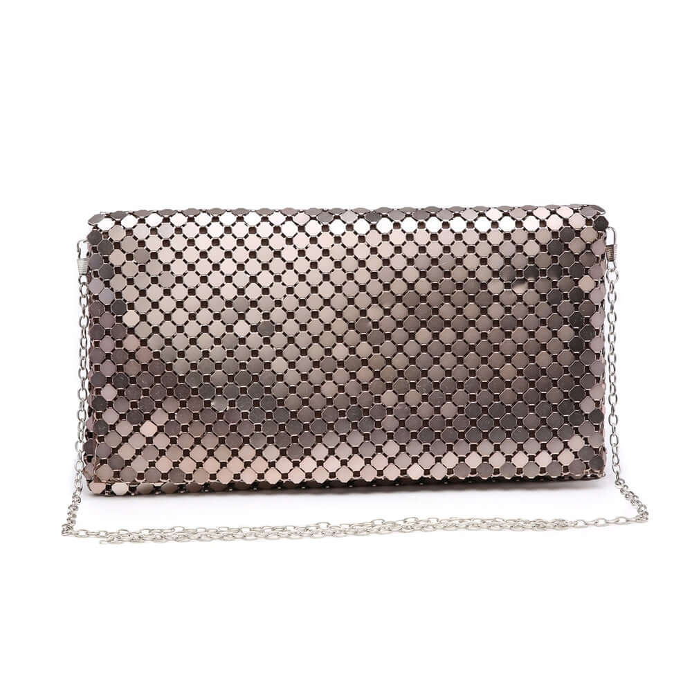 Metallic Clutch Bag with Long Strap