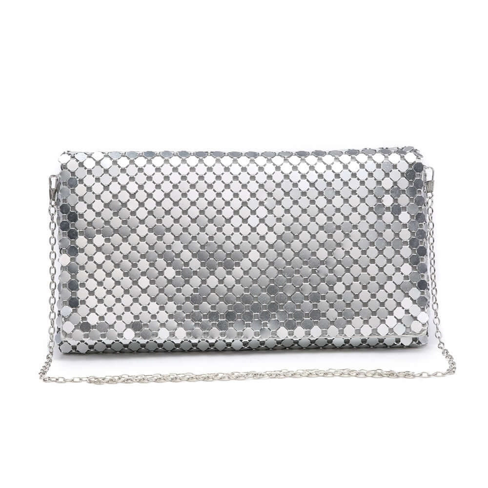 Metallic Clutch Bag with Long Strap