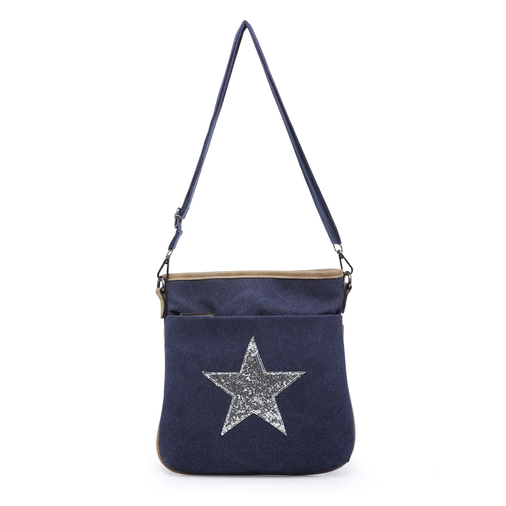 Canvas Glitter Cross Body Star Bag