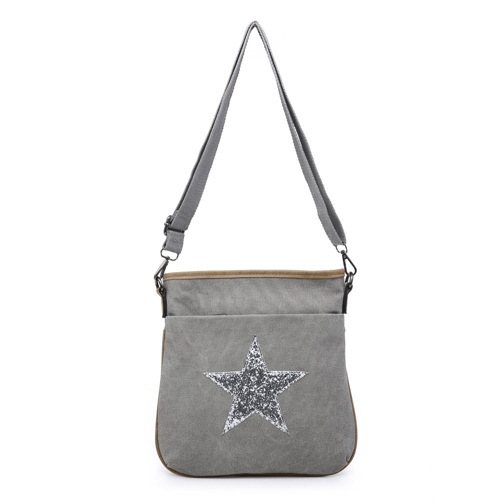 Canvas Glitter Cross Body Star Bag