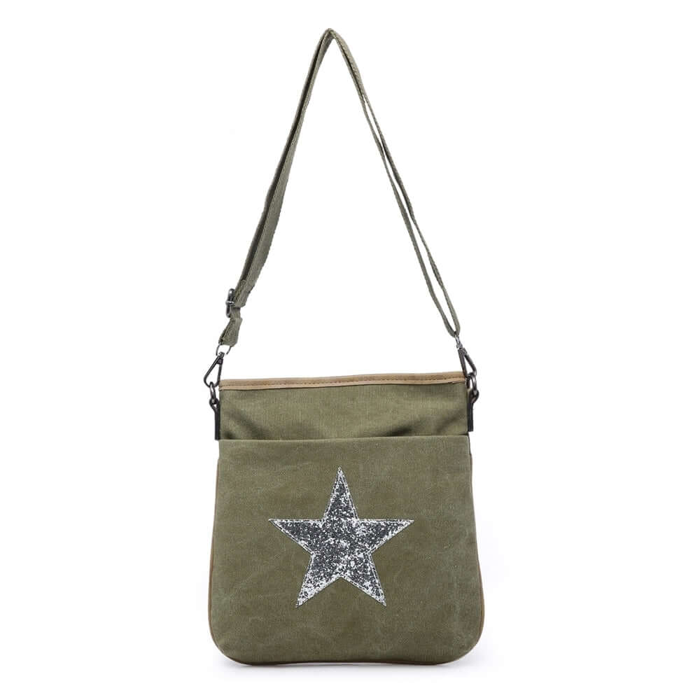 Canvas Glitter Cross Body Star Bag