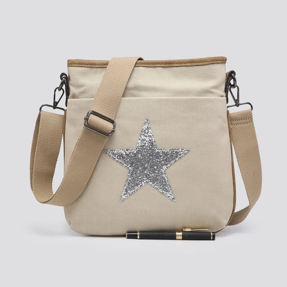 Canvas Glitter Cross Body Star Bag