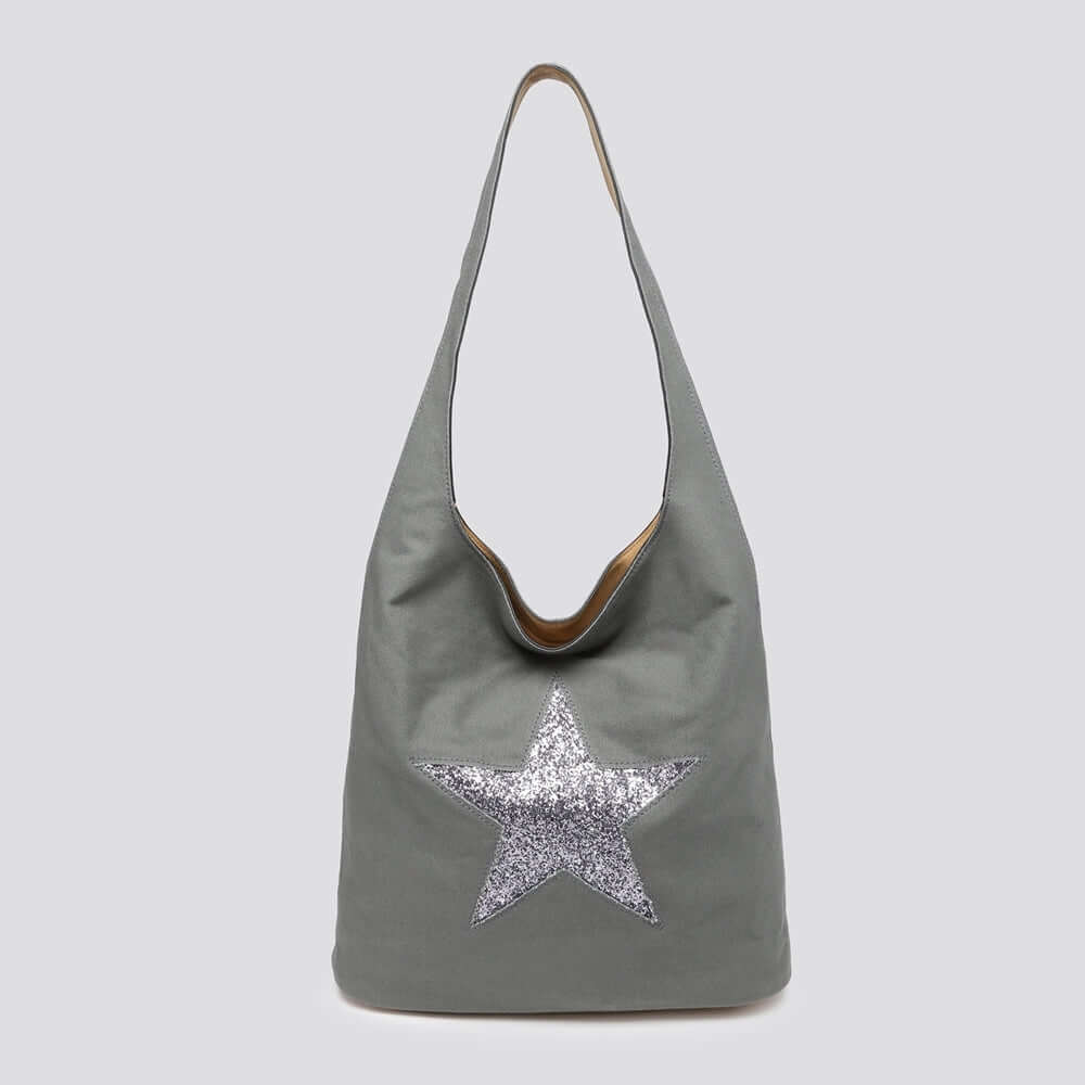 Canvas Glitter Star Shoulder Bag