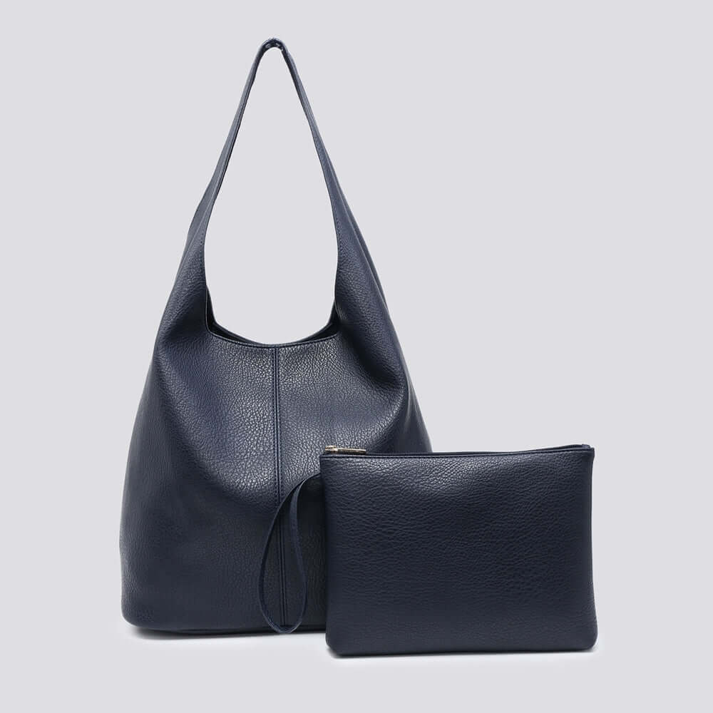 Soft Faux Leather Shoulder Bag with Matching Clutch Bag