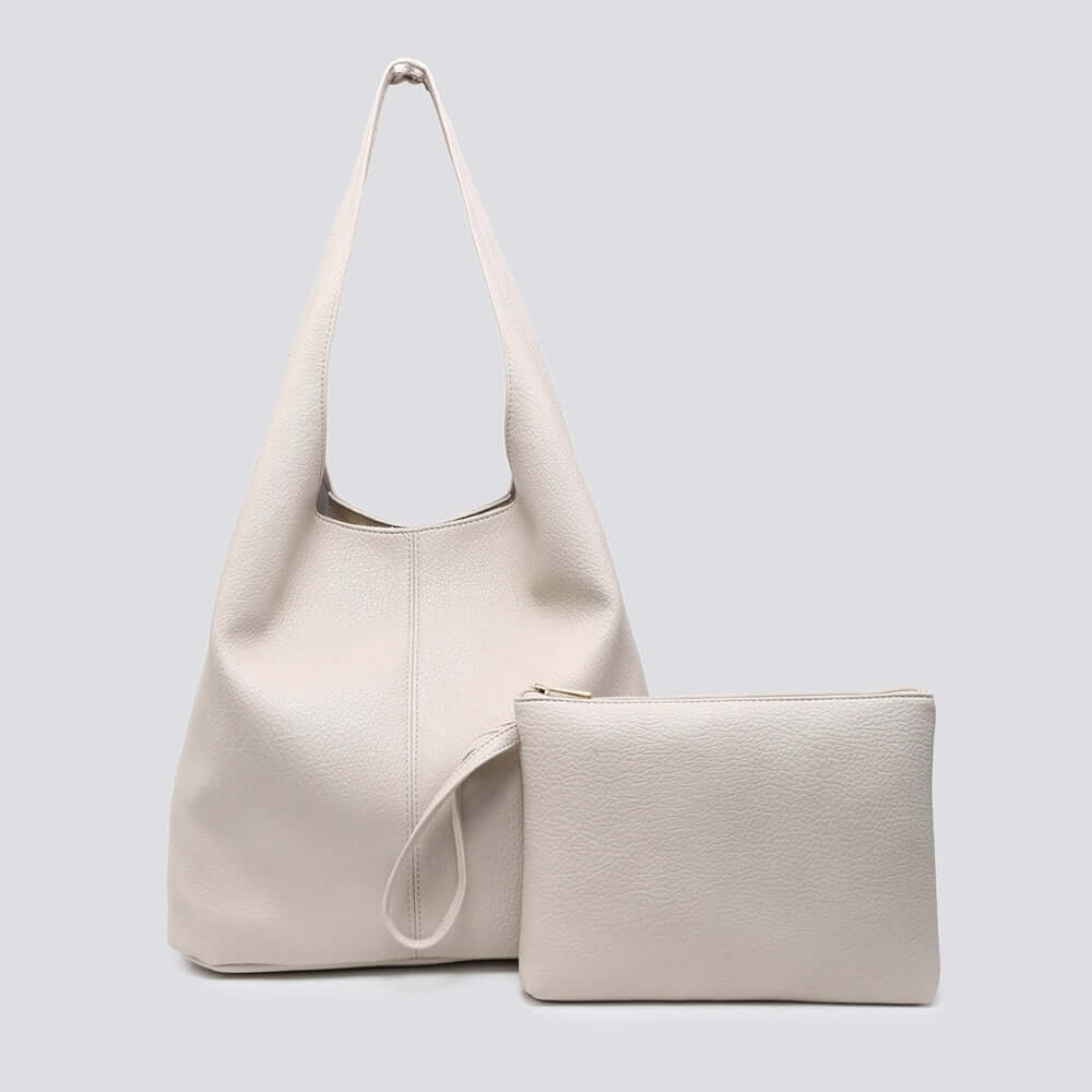 Soft Faux Leather Shoulder Bag with Matching Clutch Bag