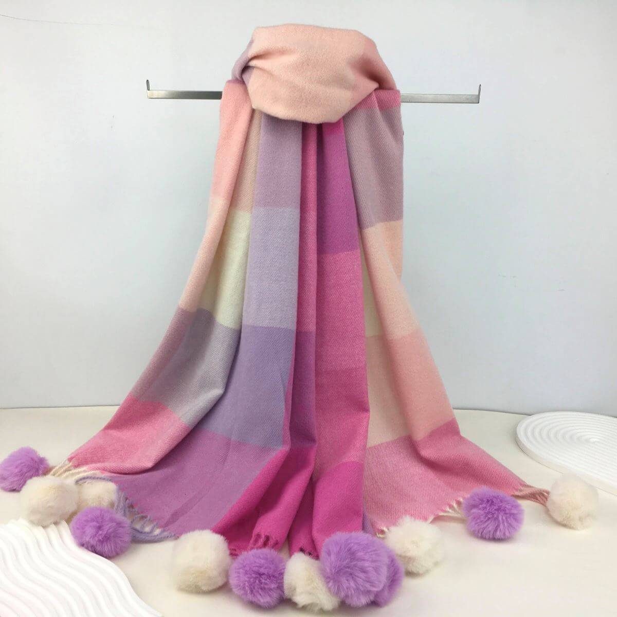 Fluffy Pom Pom Winter Scarf