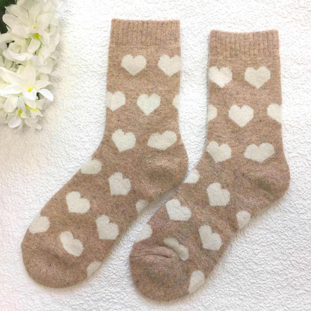 Weelis Wool Mix Womens Heart Socks