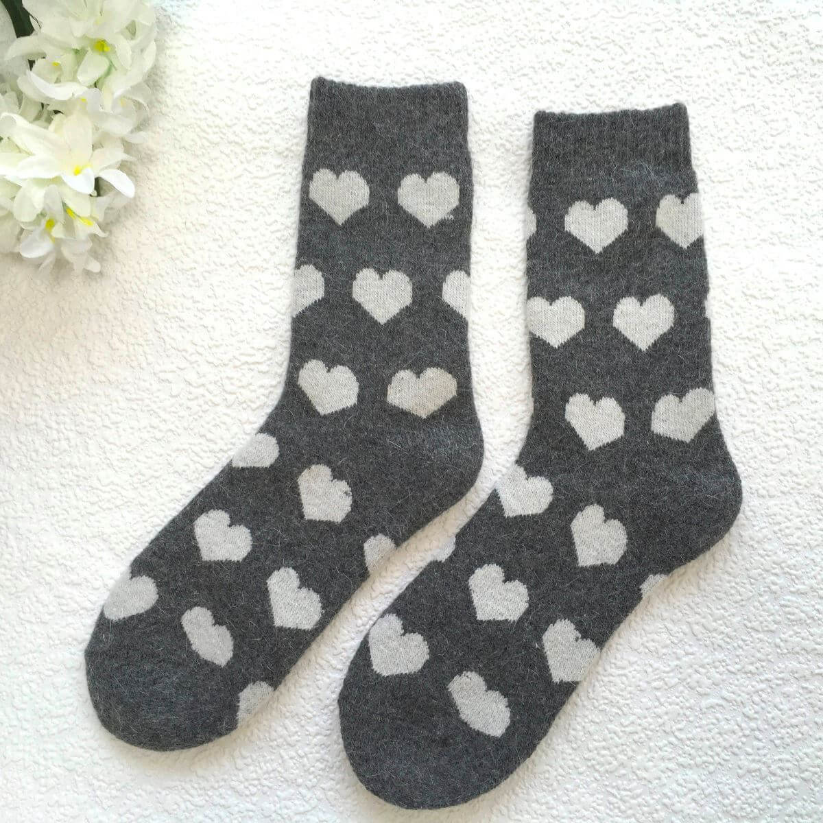 Weelis Wool Mix Womens Heart Socks