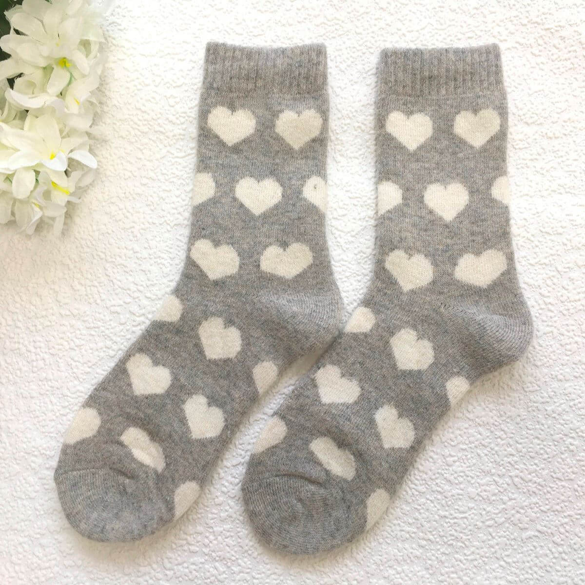 Weelis Wool Mix Womens Heart Socks