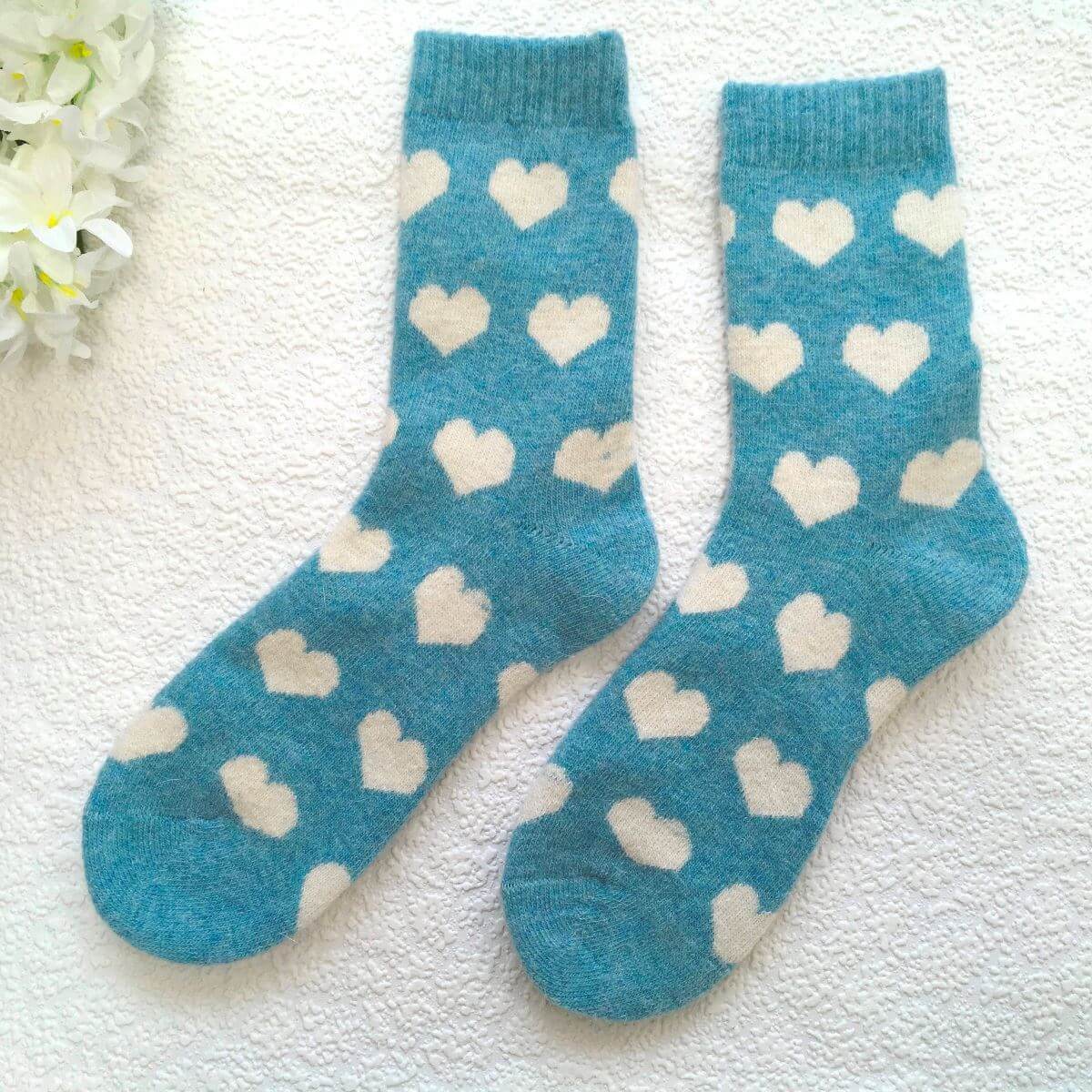 Weelis Wool Mix Womens Heart Socks