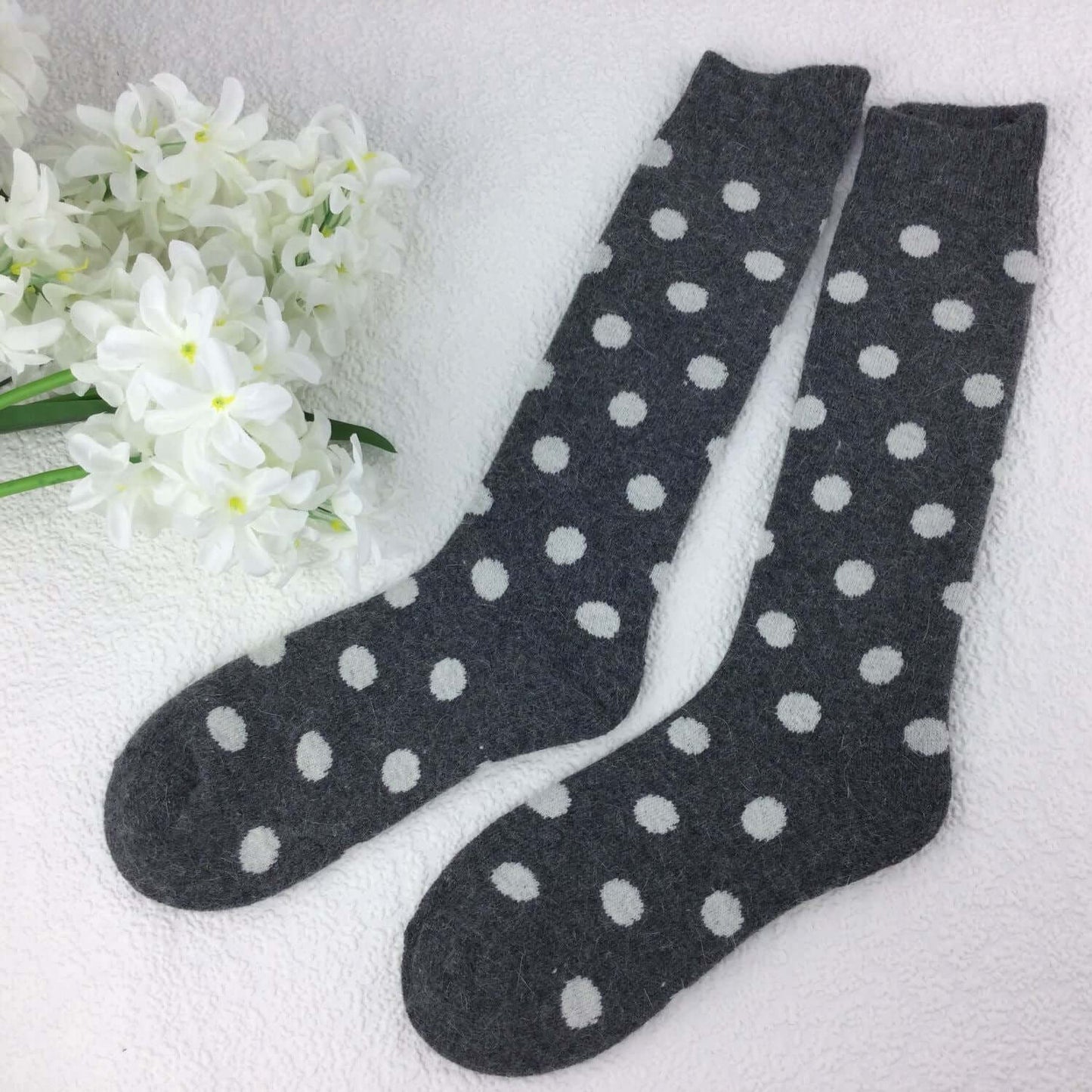 Weelis Wool Mix Womens Long Spot Socks