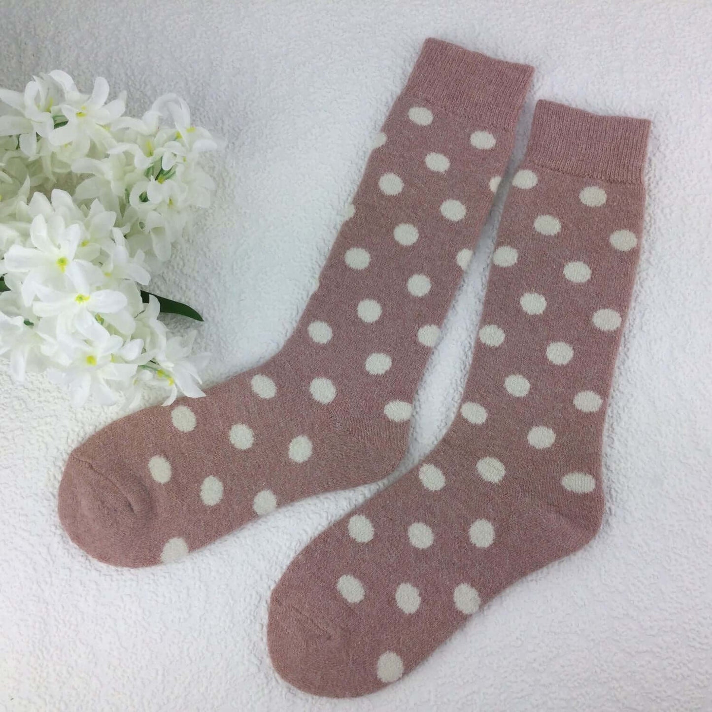 Weelis Wool Mix Womens Long Spot Socks