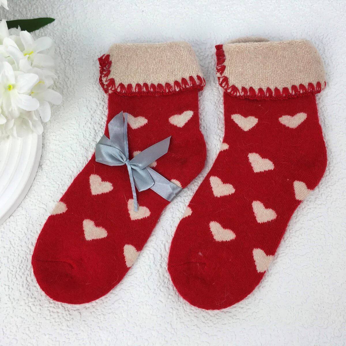 Weelis Wool Mix Heart Cosy Cuff Socks