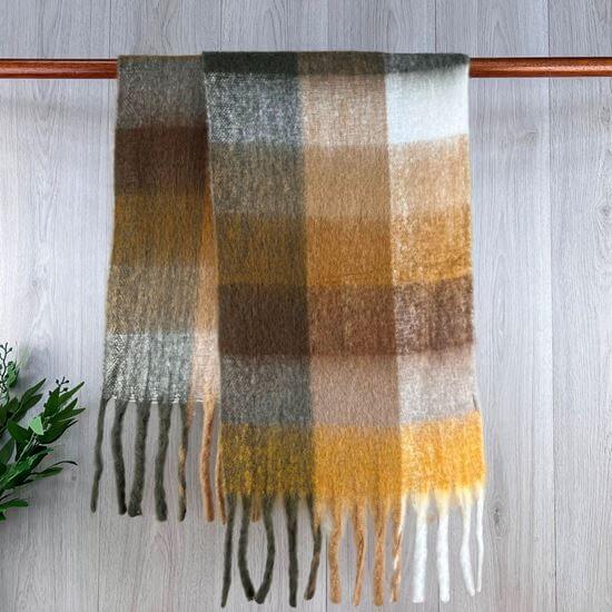 Check Brush Knit Ladies Scarf