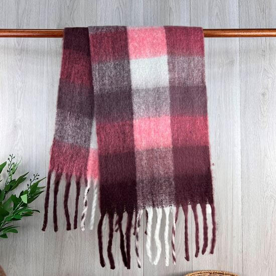Check Brush Knit Ladies Scarf