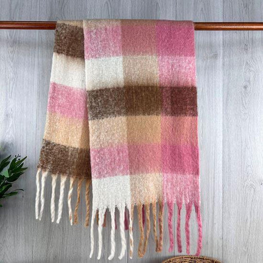 Check Brush Knit Ladies Scarf