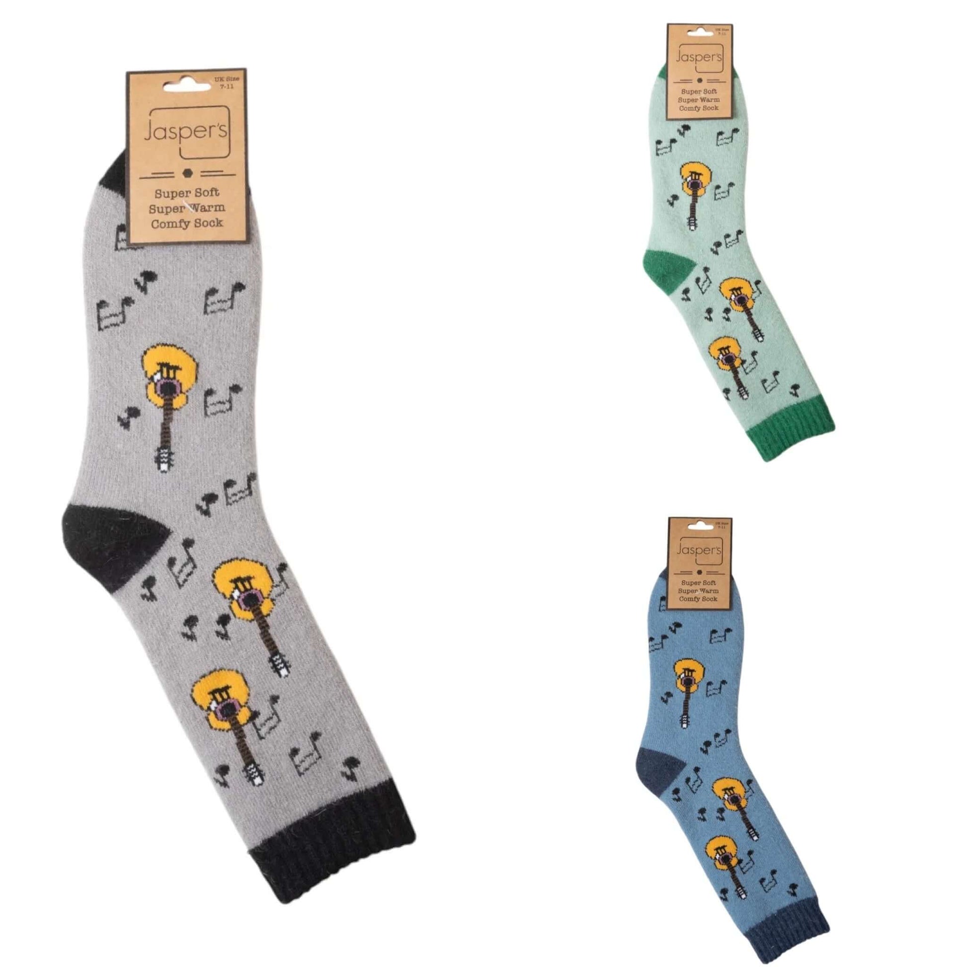 Jasper's - Men's Guitar Print Cosy Socks