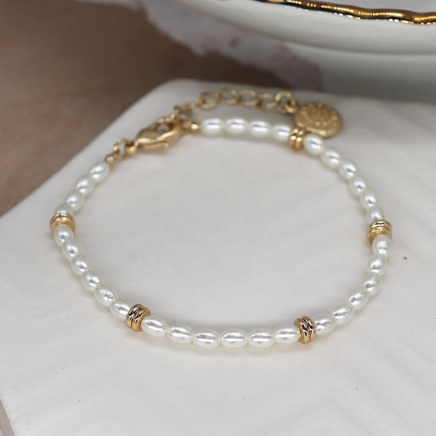 POM - Seed pearl and gold spacer bead bracelet