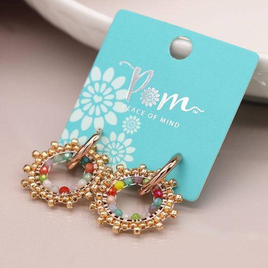 POM - Rose gold mixed bead sunburst earrings