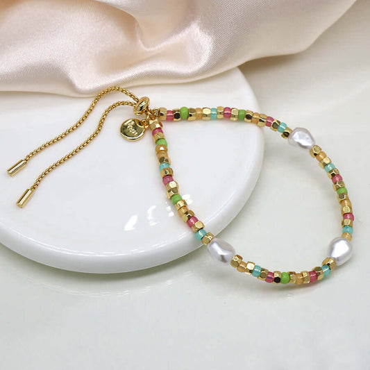 POM - Faux gold and pastel bracelet