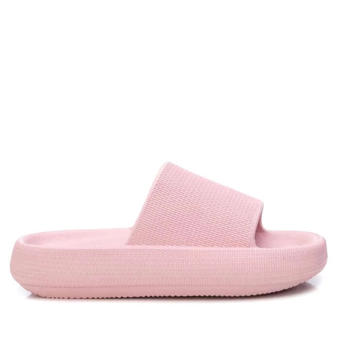 XTI Pink Nude PU Platform Slider Sandals