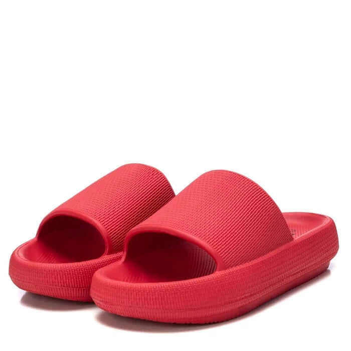 XTI Red PU Platform Slider Sandals