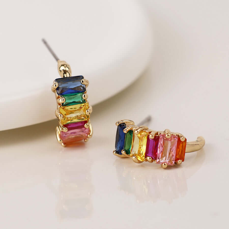 POM - Golden rainbow crystal c-hoop earrings