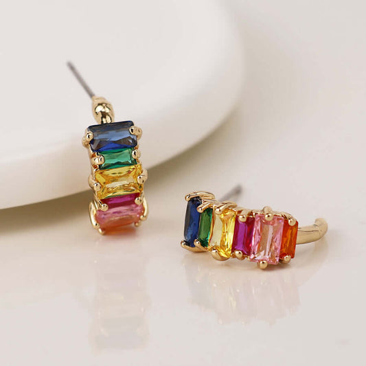 POM - Golden rainbow crystal c-hoop earrings