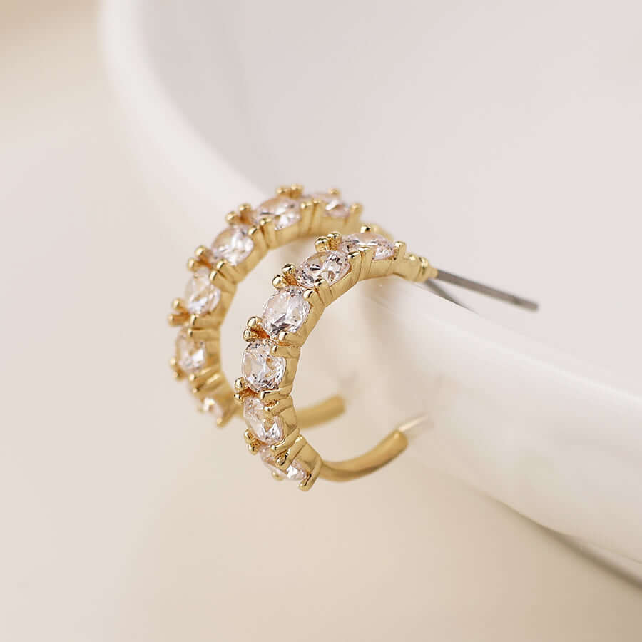 POM - Golden crystal c-hoop earrings