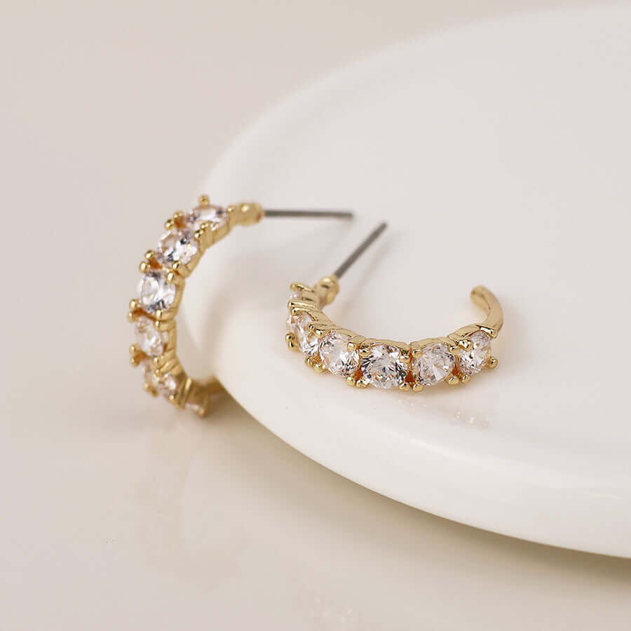 POM - Golden crystal c-hoop earrings