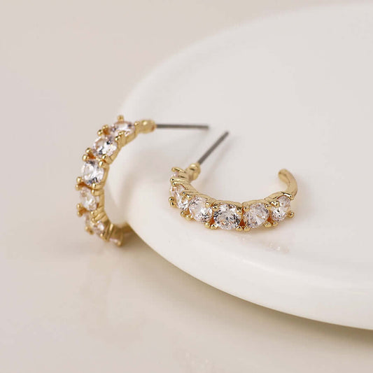 POM - Golden crystal c-hoop earrings