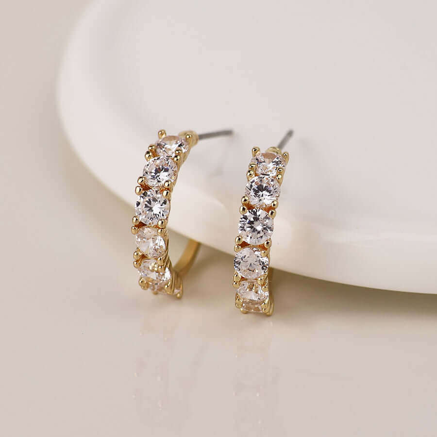 POM - Golden crystal c-hoop earrings