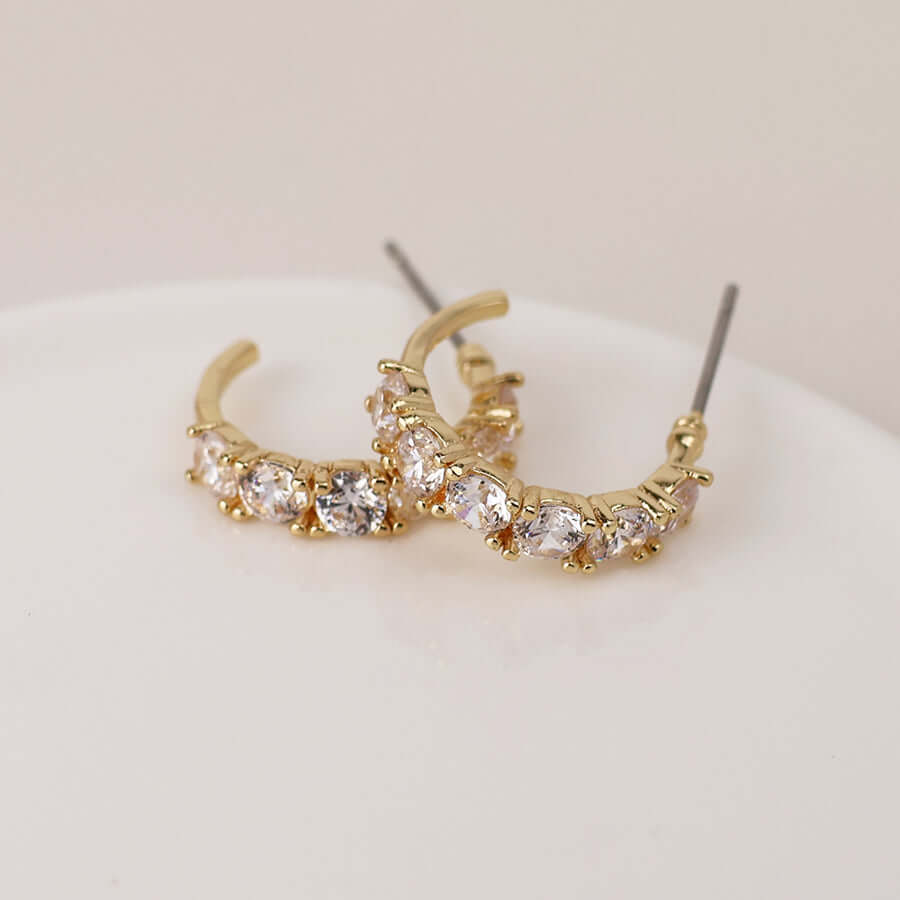 POM - Golden crystal c-hoop earrings
