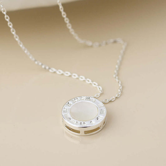 POM925 - Silver plated roman numeral necklace