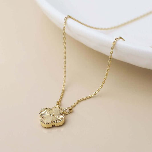 POM925 - Faux gold plated quatrefoil necklace