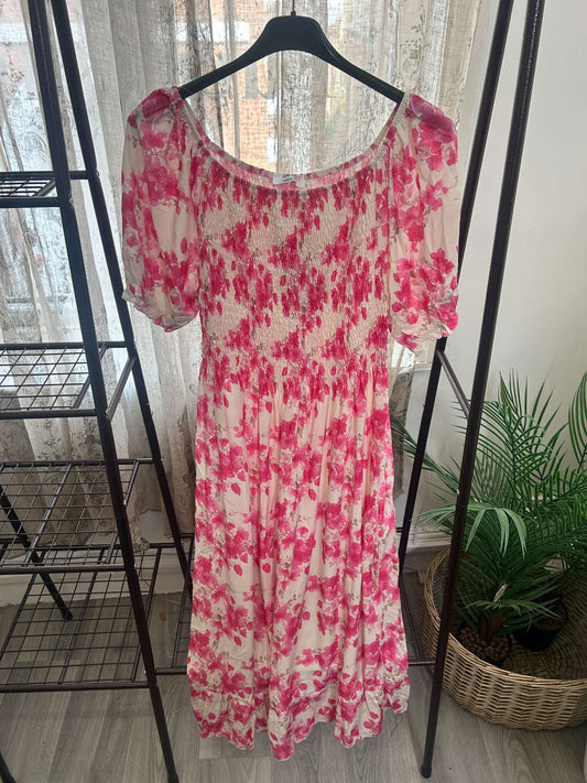 Ditsy Floral Shirred Waist Maxi Dress