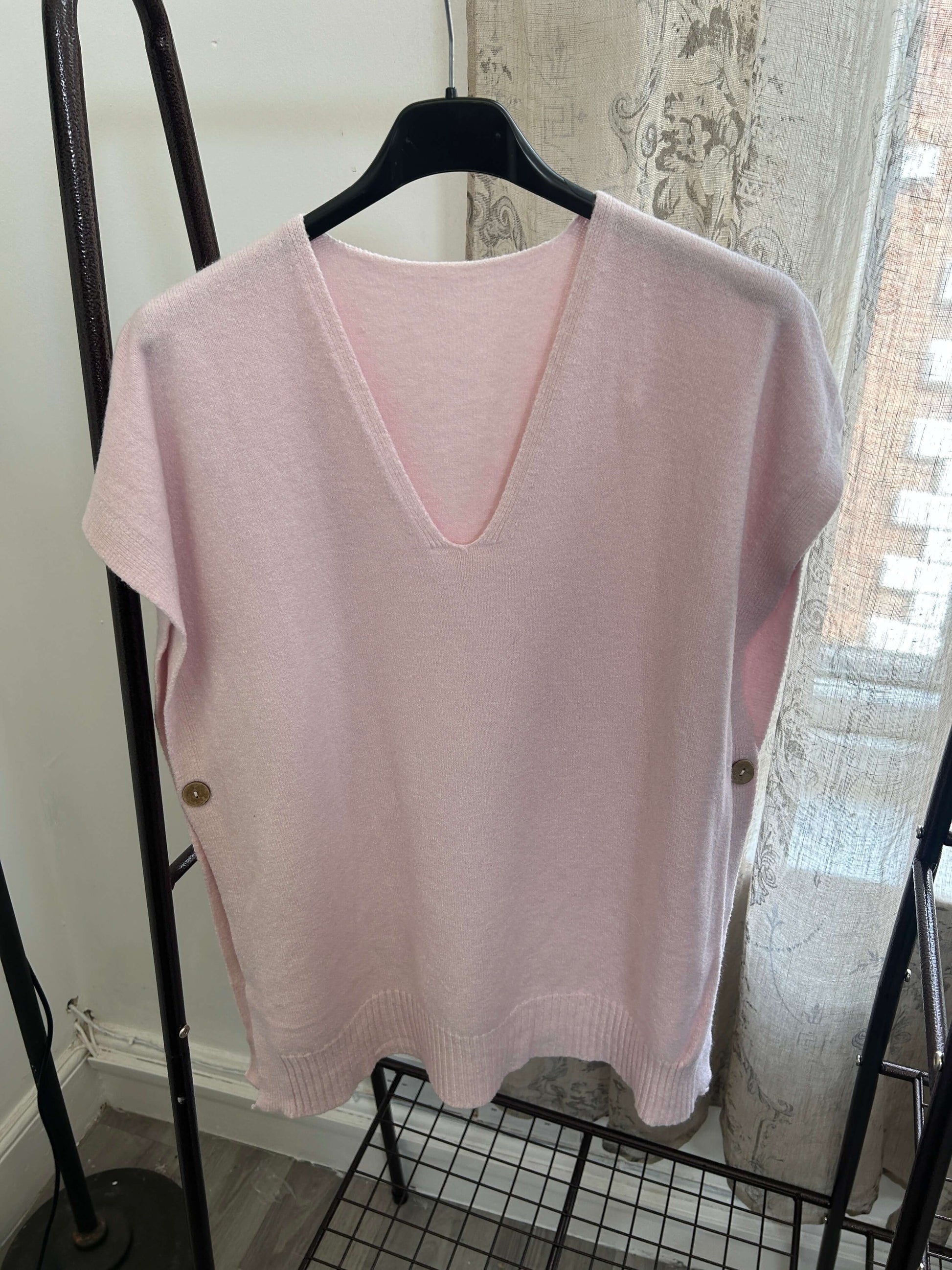 Vanessa V Neck Tabard Knit with Button Detail