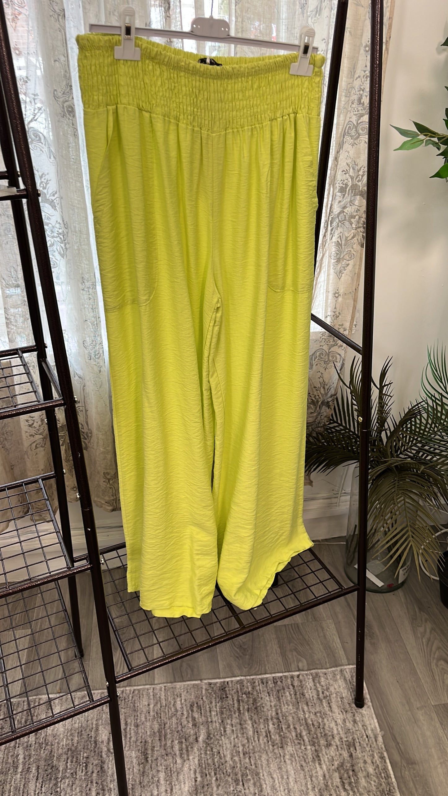 Olive Elasticated Waist Wide Leg Palazzo Trouser