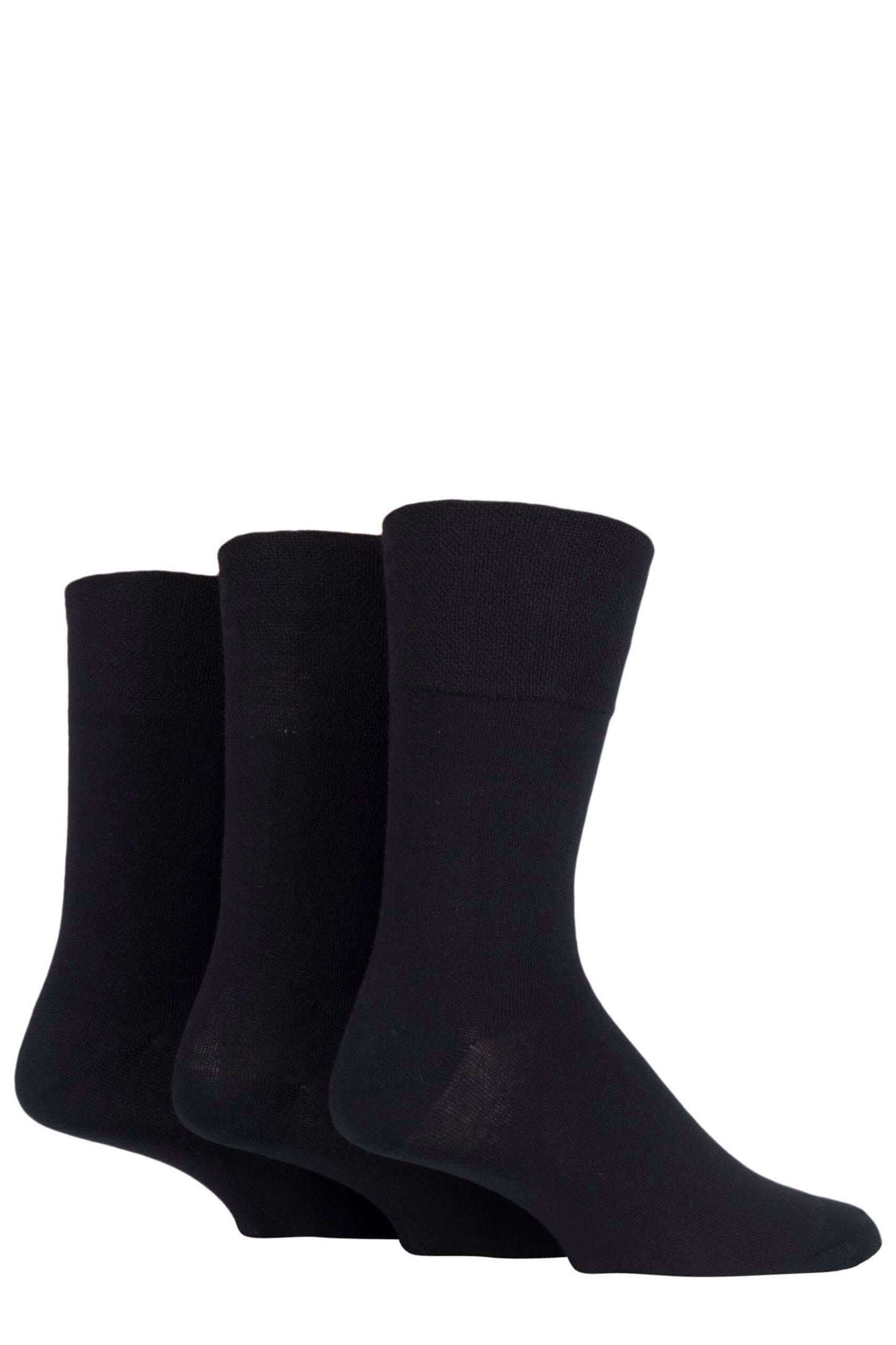 DIABETIC Mens Black Gentle Grip Socks by Sock Shop - 3 pairs