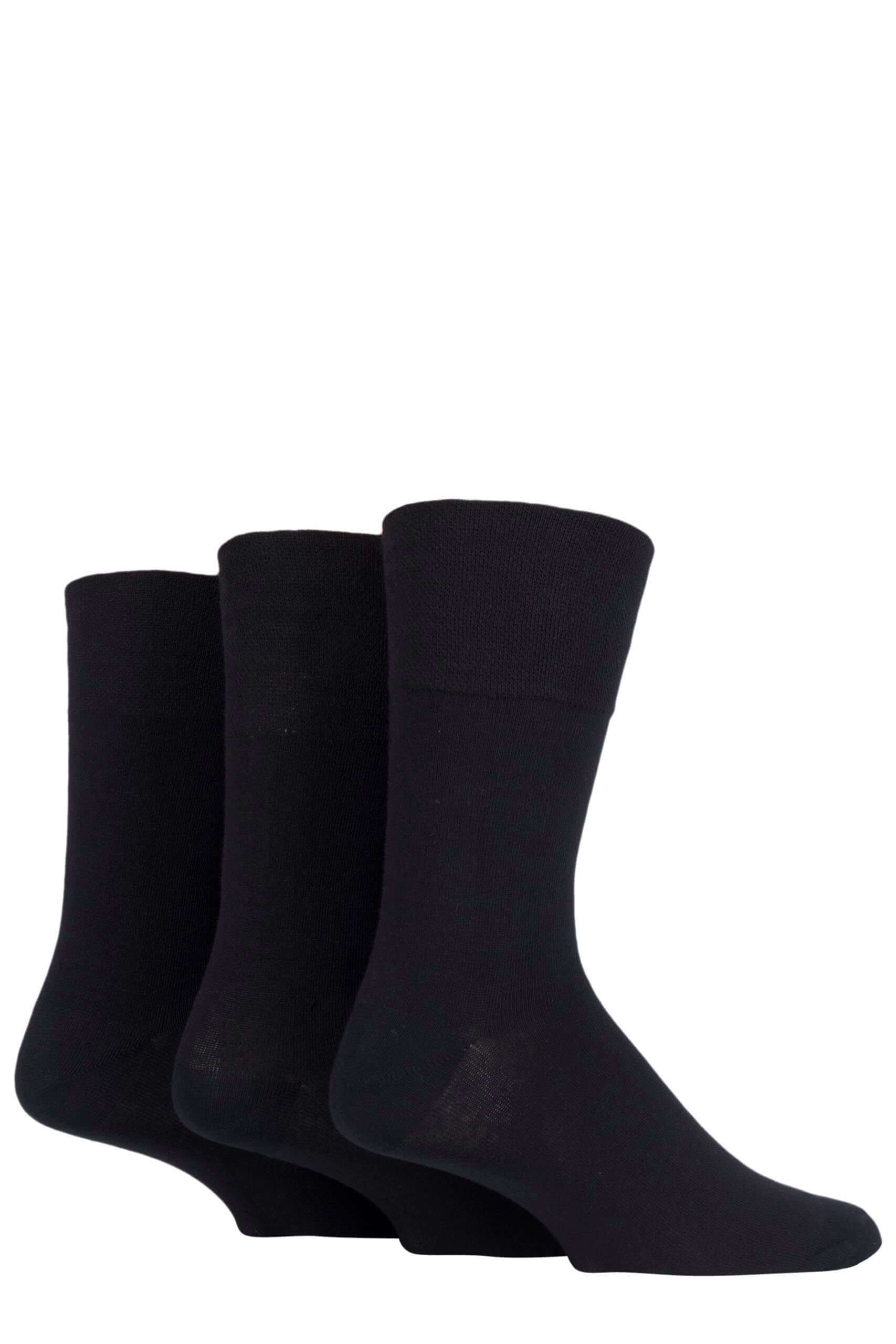 DIABETIC Mens Black Gentle Grip Socks by Sock Shop - 3 pairs